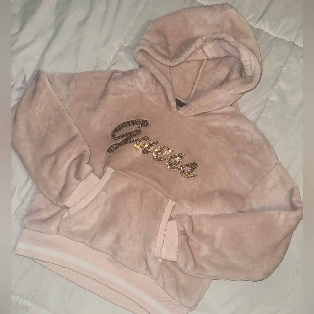 Guess Kids girls pink pullover hoodie size 7/8
